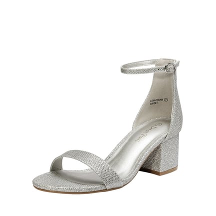 Women s Silver Chunky Block Heel Sandals Dream Pairs